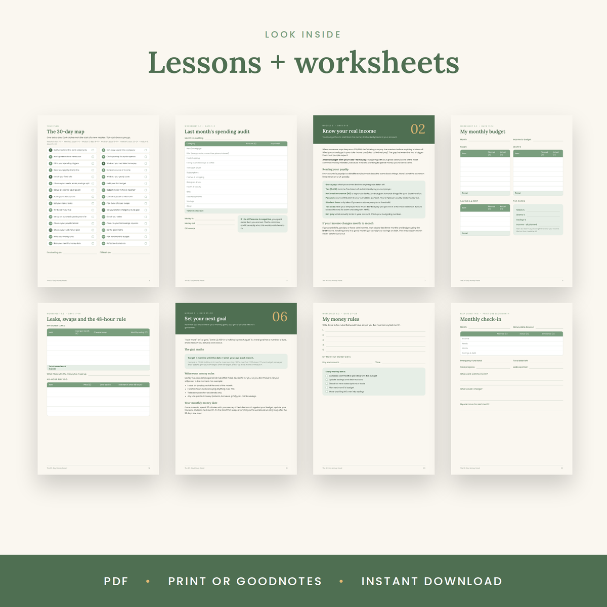 The 30-Day Money Reset | Printable Budget Workbook & Money Planner