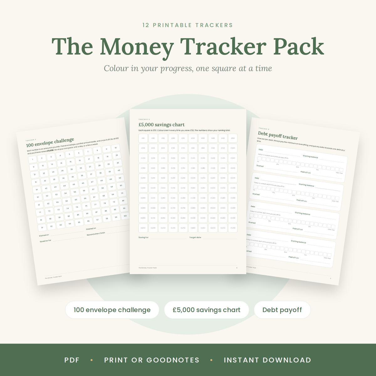 The Money Tracker Pack | 12 Printable Savings & Debt Trackers