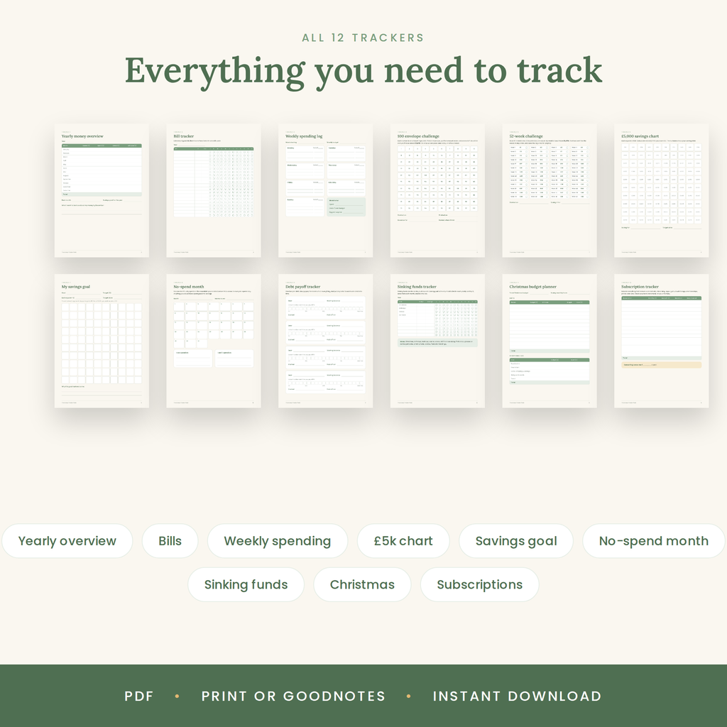 The Money Tracker Pack | 12 Printable Savings & Debt Trackers