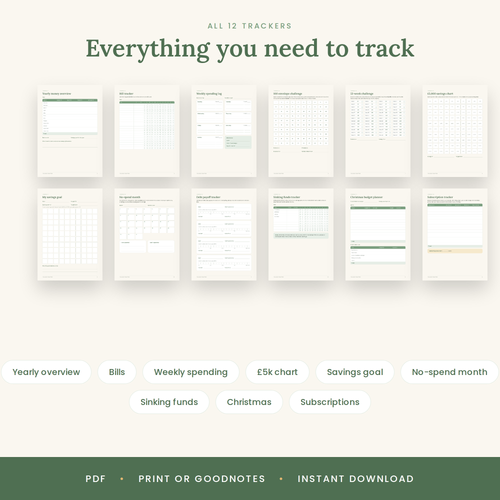 The Money Tracker Pack | 12 Printable Savings & Debt Trackers