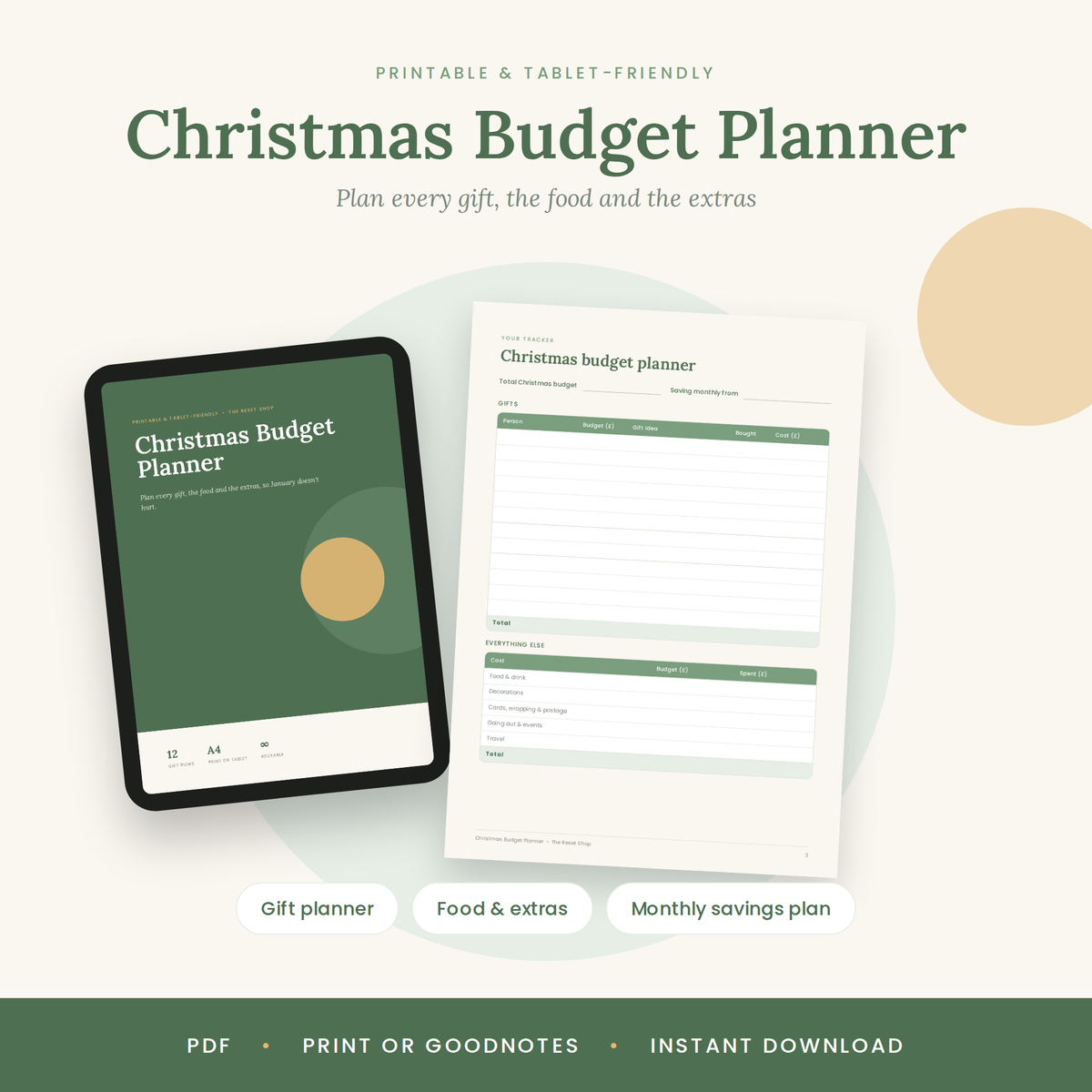 Christmas Budget Planner | Printable UK Gift List & Christmas Savings Plan